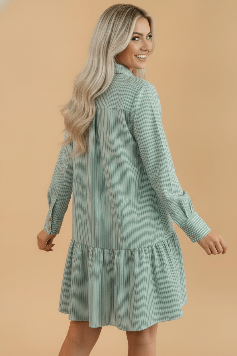 Stripe Long Sleeve Drop Waist Mini Dress - Rooted & Reckless Co.