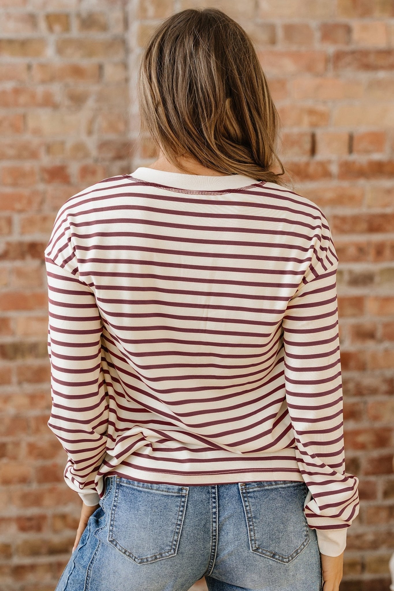 Stripe Long Sleeve Henley Top - Rooted & Reckless Co.