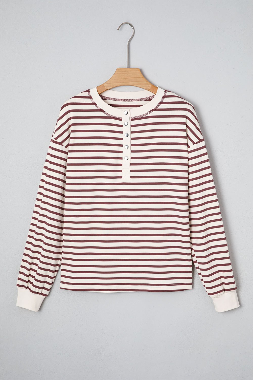 Stripe Long Sleeve Henley Top - Rooted & Reckless Co.