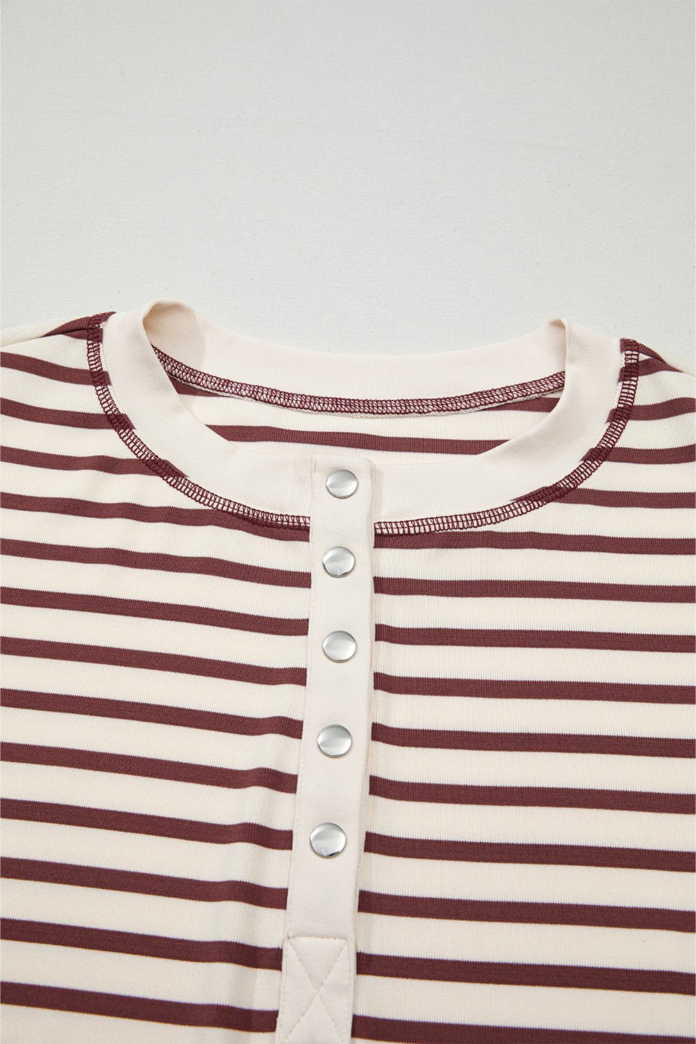 Stripe Long Sleeve Henley Top - Rooted & Reckless Co.