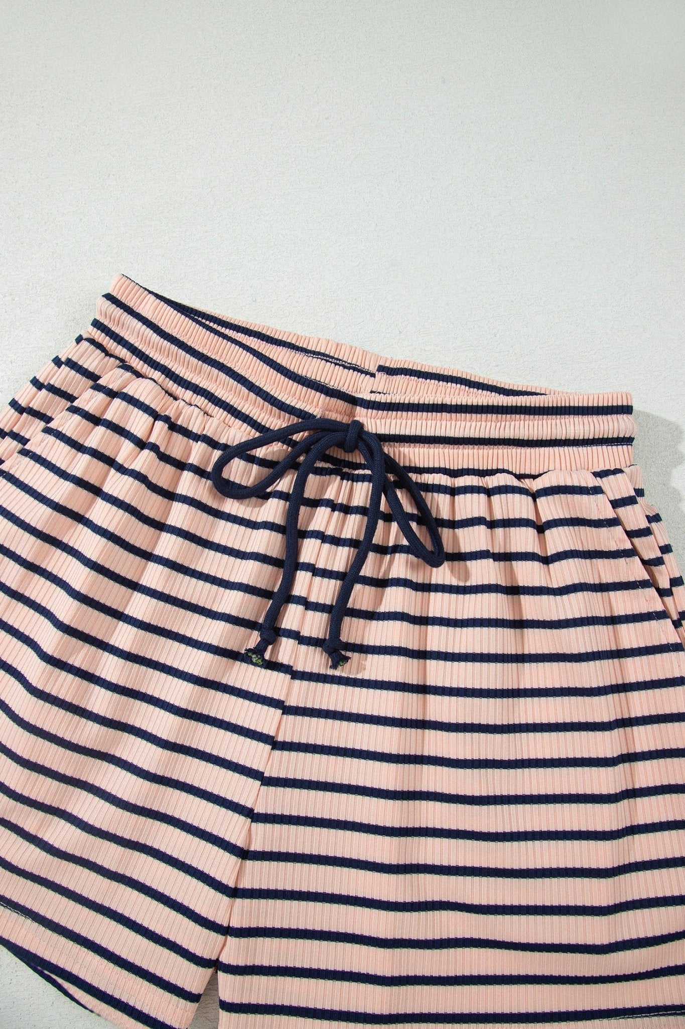 Stripe Long Sleeve Mock Neck Ribbed Knit Top & Shorts Set - Rooted & Reckless Co.