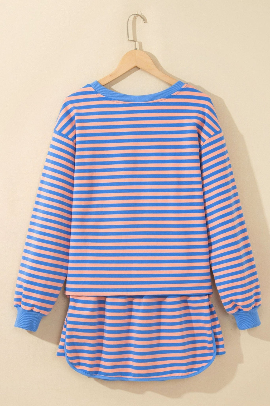 Stripe Long Sleeve Pullover & Drawstring Skort Set - Rooted & Reckless Co.