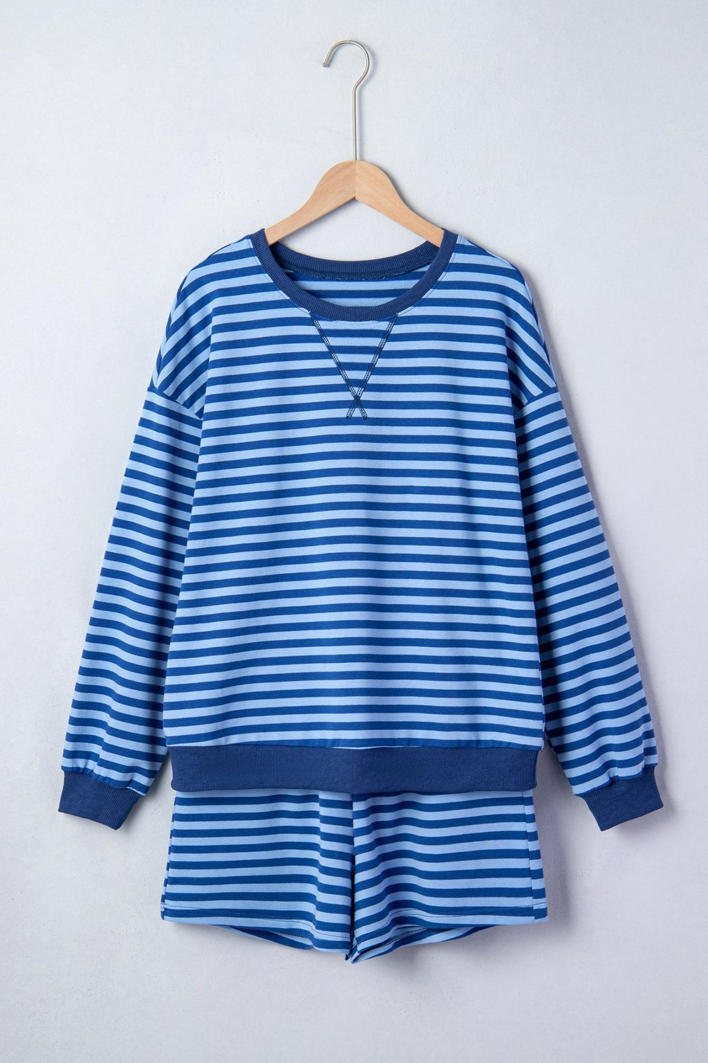 Stripe Long Sleeve Pullover & Shorts Set - Rooted & Reckless Co.