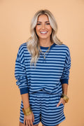 Stripe Long Sleeve Pullover & Shorts Set - Rooted & Reckless Co.