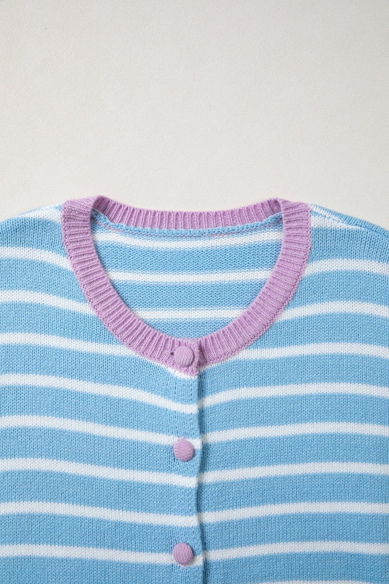 Stripe Long Sleeve Round Neck Open Front Cardigan - Rooted & Reckless Co.