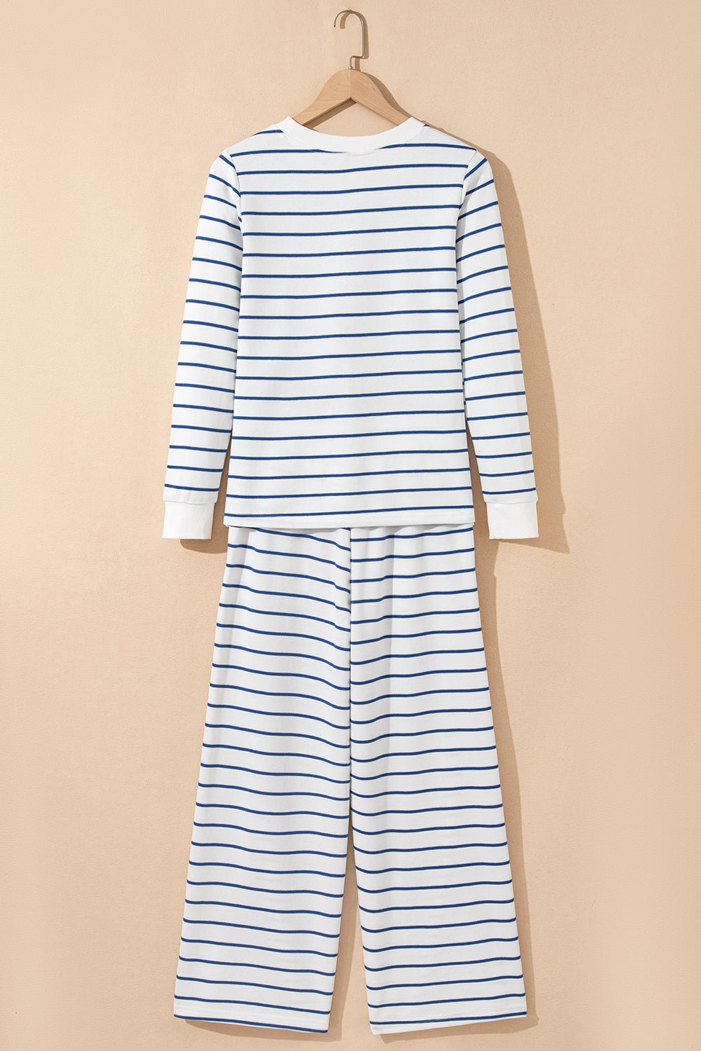 Stripe Long Sleeve Top and Drawstring Pants Set - Rooted & Reckless Co.