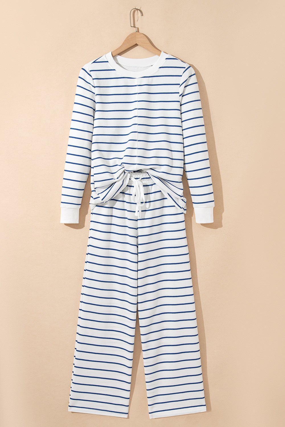 Stripe Long Sleeve Top and Drawstring Pants Set - Rooted & Reckless Co.