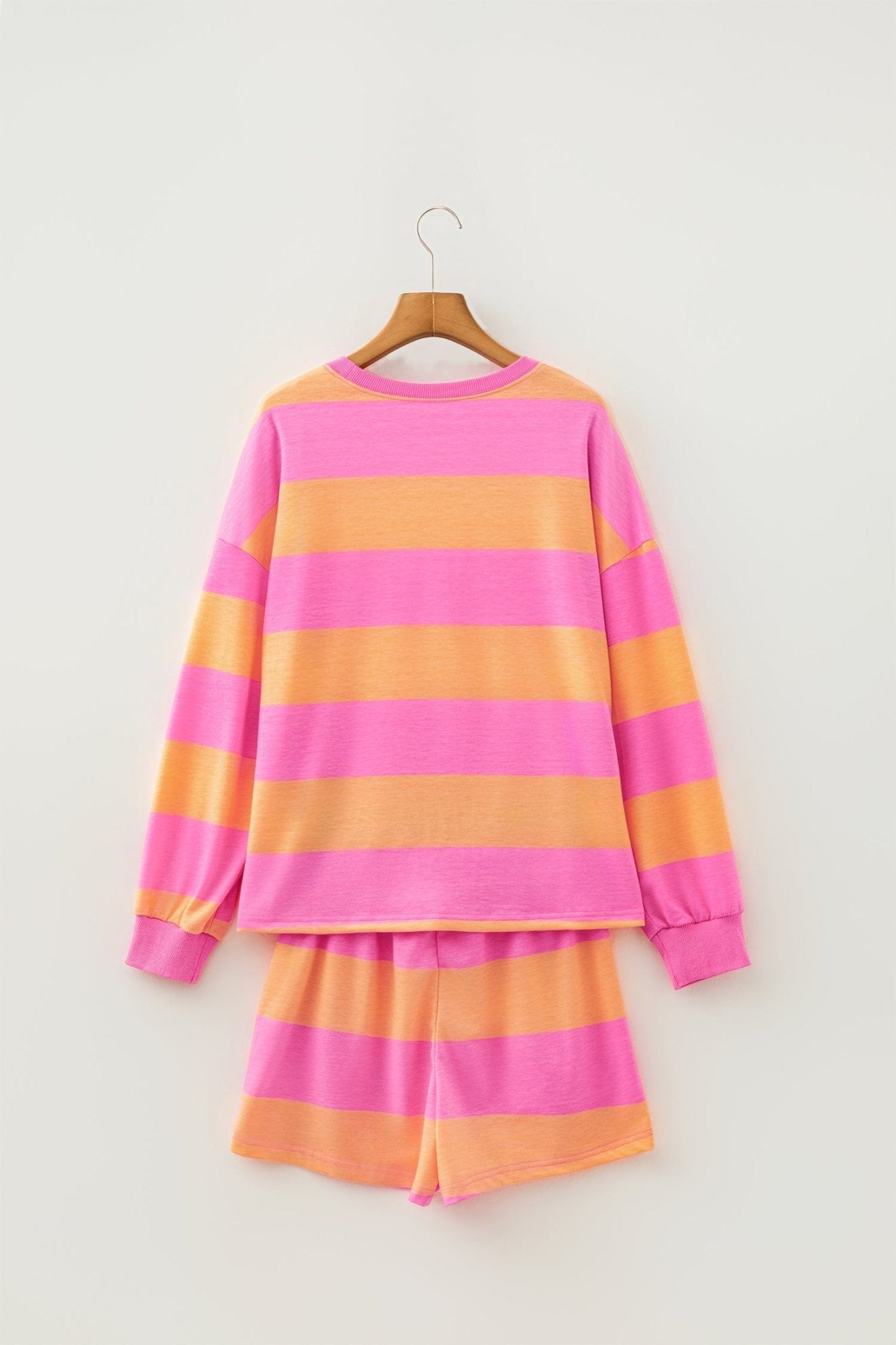 Stripe Long Sleeve Top & Drawstring Shorts Set - Rooted & Reckless Co.
