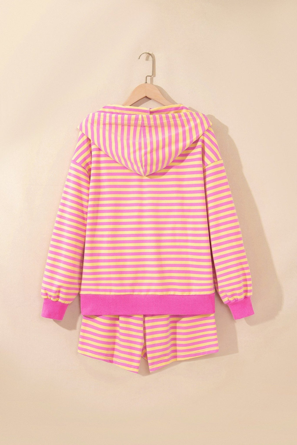 Stripe Long Sleeve Zip-Up Hoodie & Shorts Set - Rooted & Reckless Co.