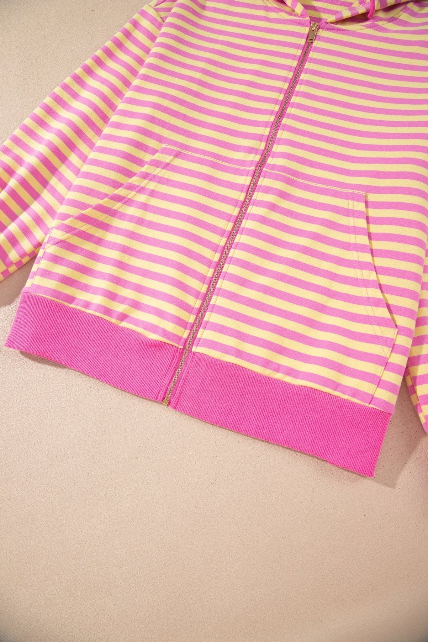 Stripe Long Sleeve Zip-Up Hoodie & Shorts Set - Rooted & Reckless Co.