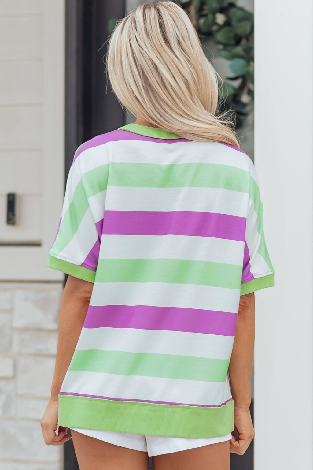 Stripe Lucky Clover Embroidered Dolman Sleeve Tee - Rooted & Reckless Co.