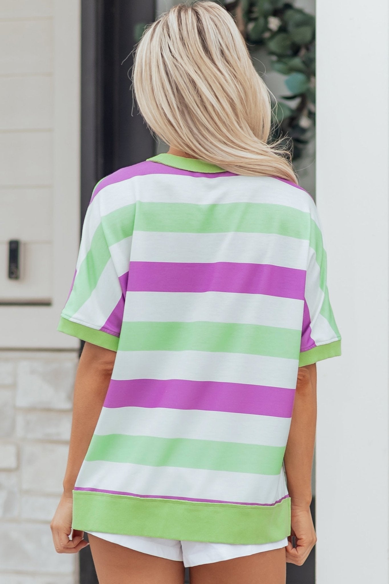 Stripe Lucky Clover Embroidered Dolman Sleeve Tee - Rooted & Reckless Co.