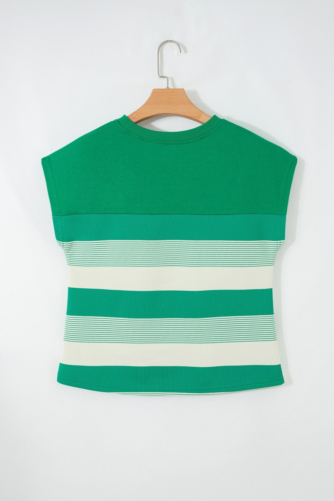 Stripe Mixed Crew Neck Cap Sleeve T-Shirt - Rooted & Reckless Co.