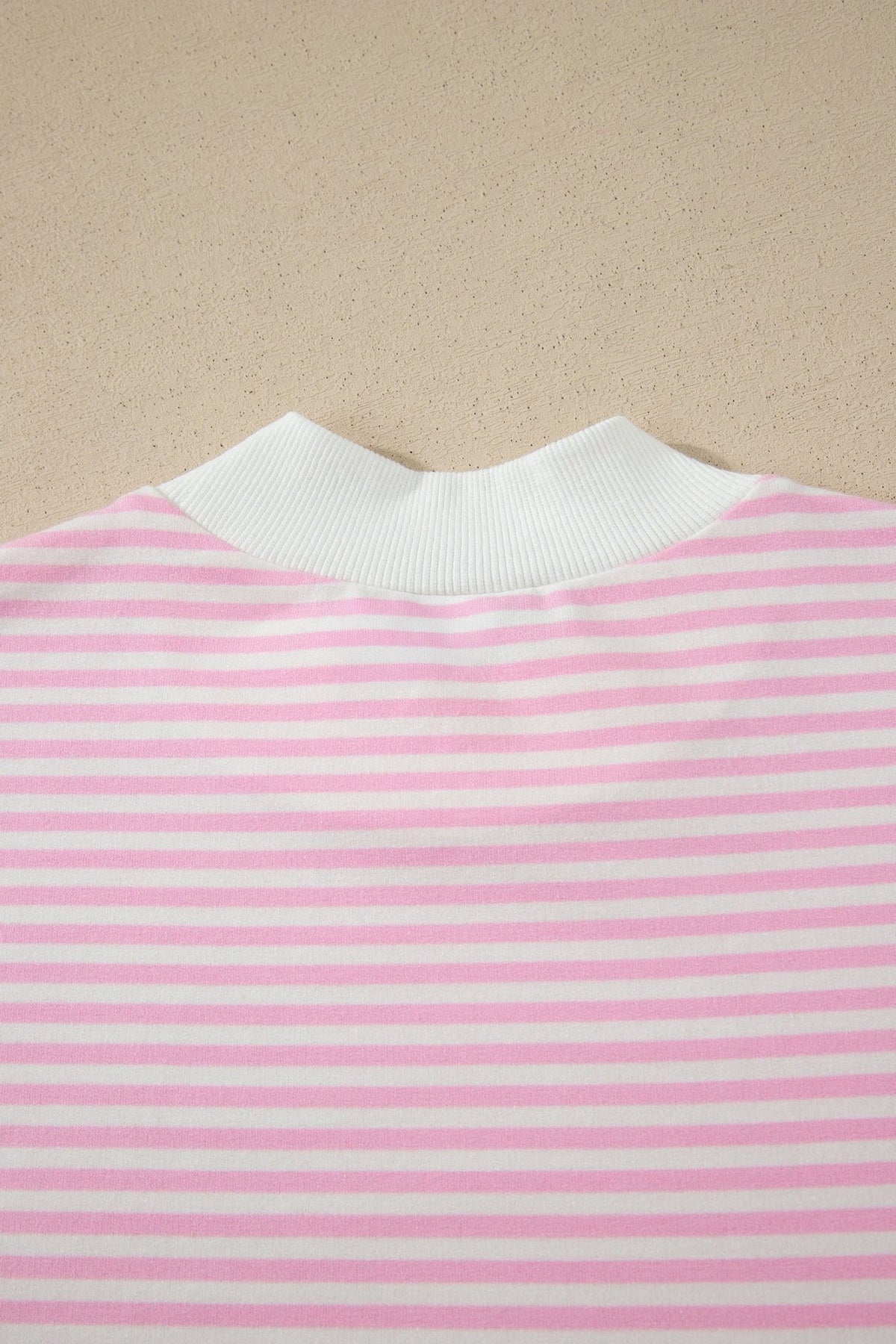 Stripe Mock Neck Cuffed Sleeve Tee Dress - Rooted & Reckless Co.