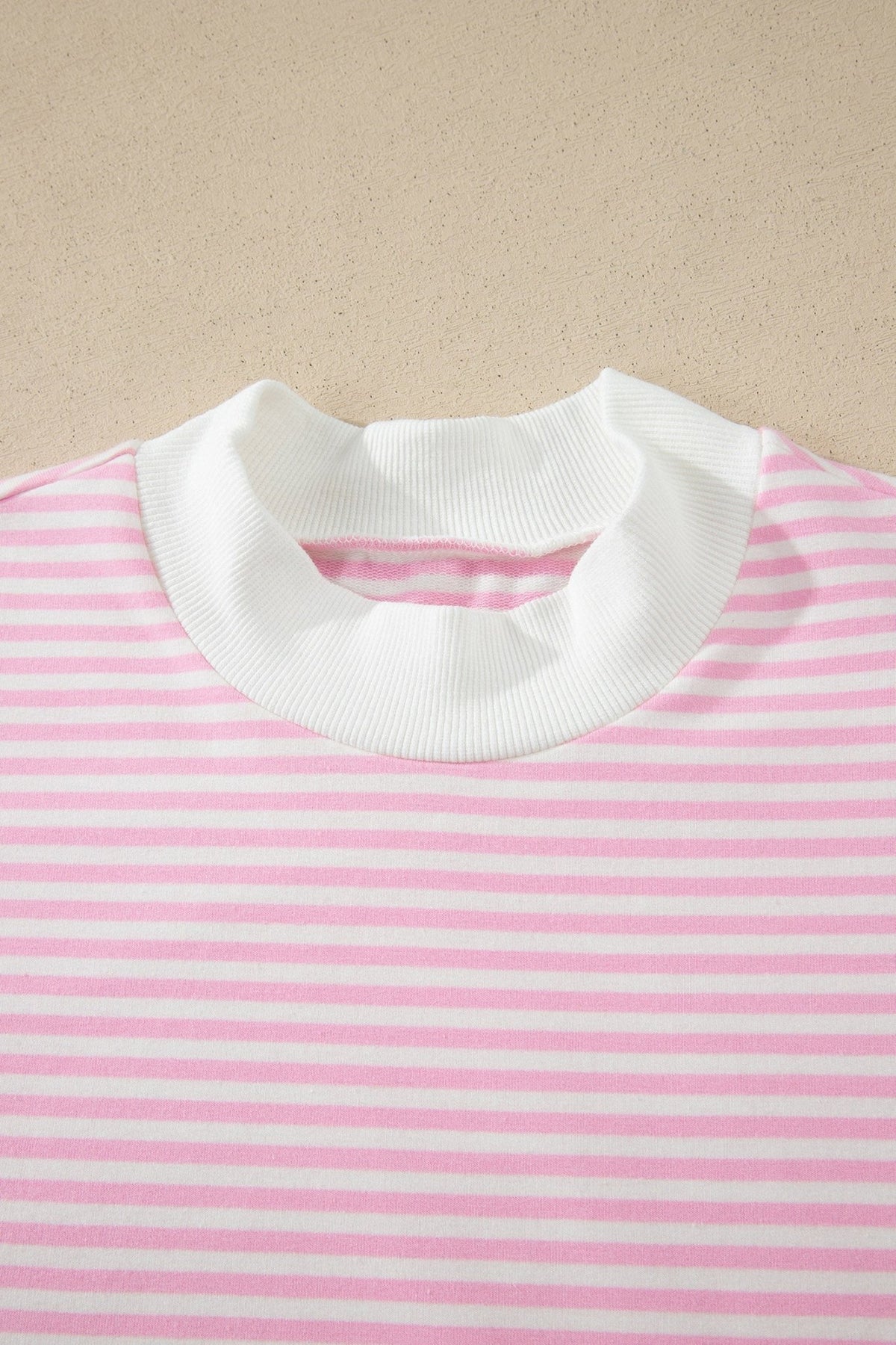 Stripe Mock Neck Cuffed Sleeve Tee Dress - Rooted & Reckless Co.