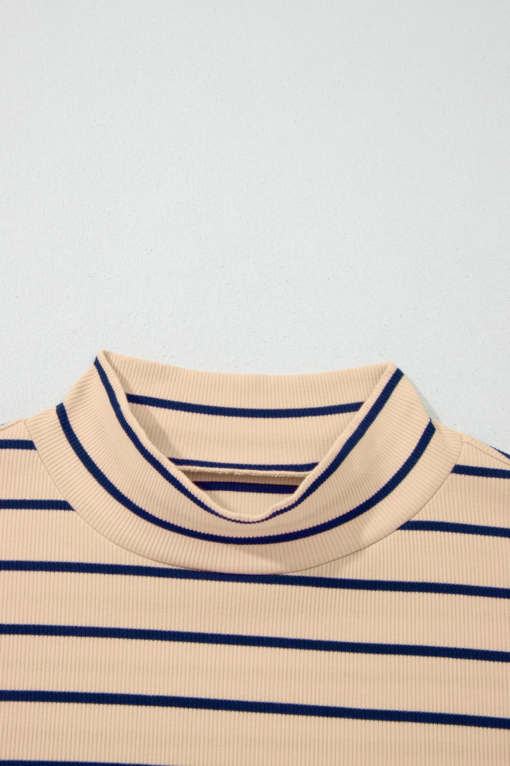 Stripe Mock Neck Short Sleeve Loose Top - Rooted & Reckless Co.