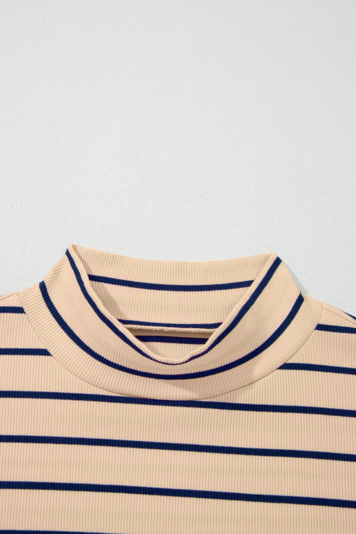 Stripe Mock Neck Short Sleeve Loose Top - Rooted & Reckless Co.