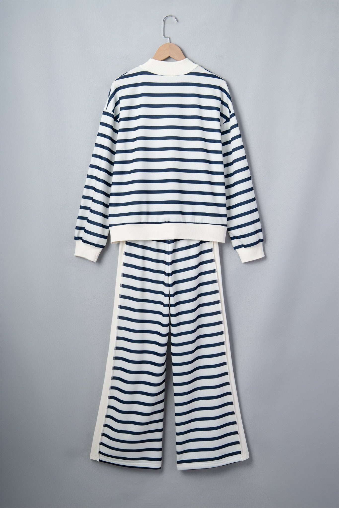 Stripe Mock Neck Top & Reverse Seam Pants Set - Rooted & Reckless Co.