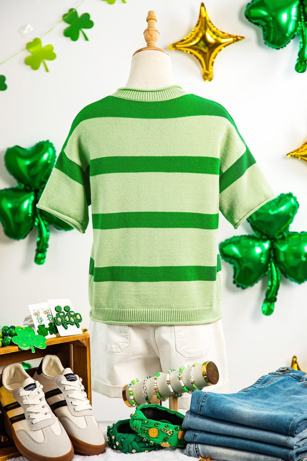 Stripe Oh for Luck’s Sake St Patrick Sweater - Rooted & Reckless Co.