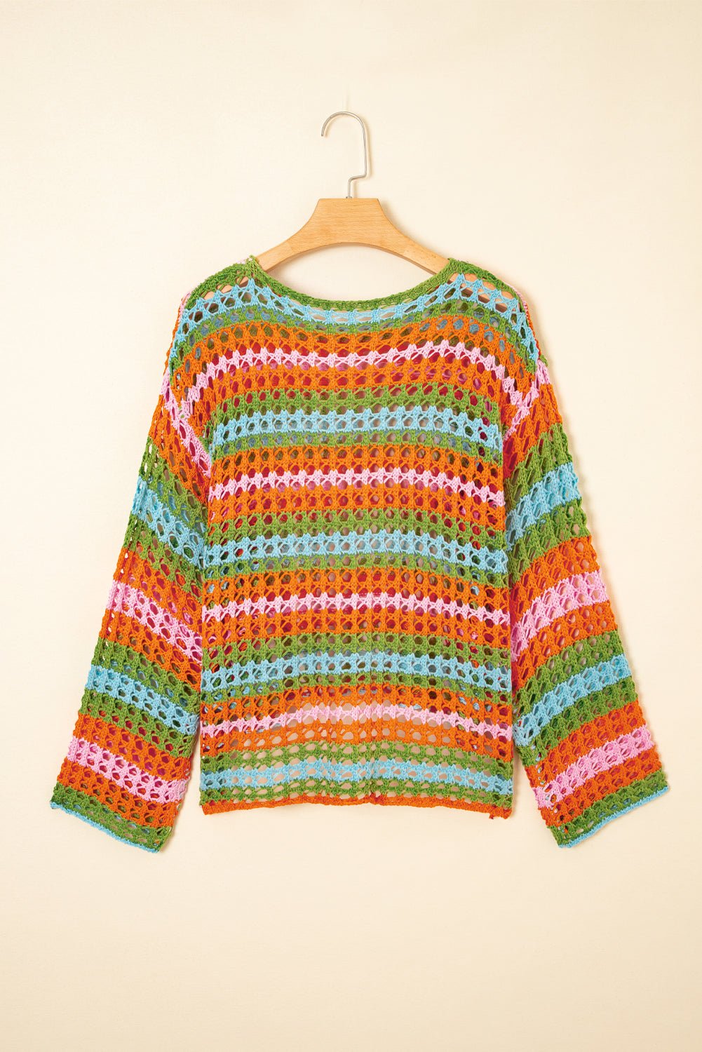 Stripe Open-Knit Beach Cover-Up Sweater - Rooted & Reckless Co.