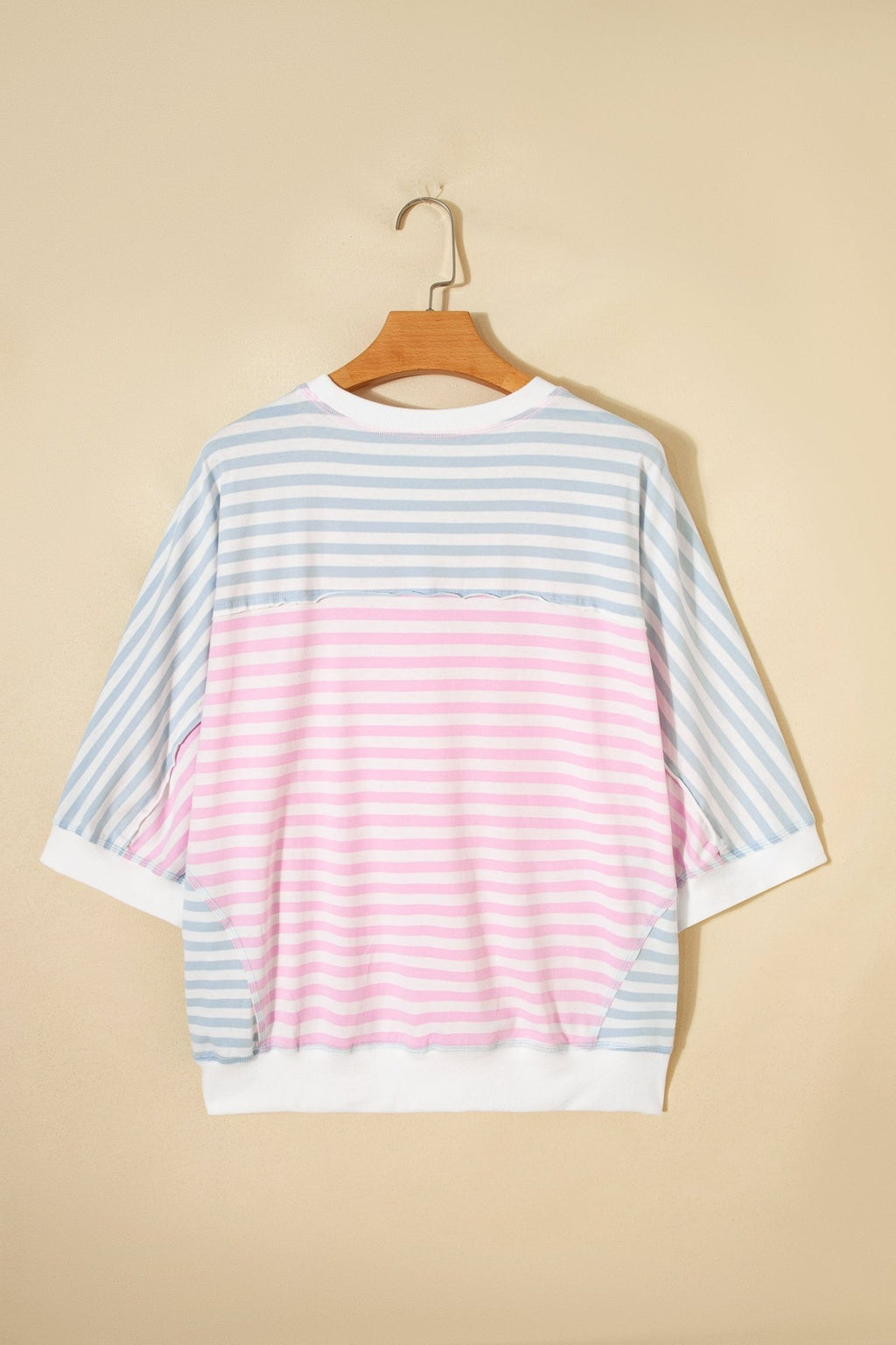 Stripe Oversize Dolman Sleeve Patchwork T-Shirt - Rooted & Reckless Co.