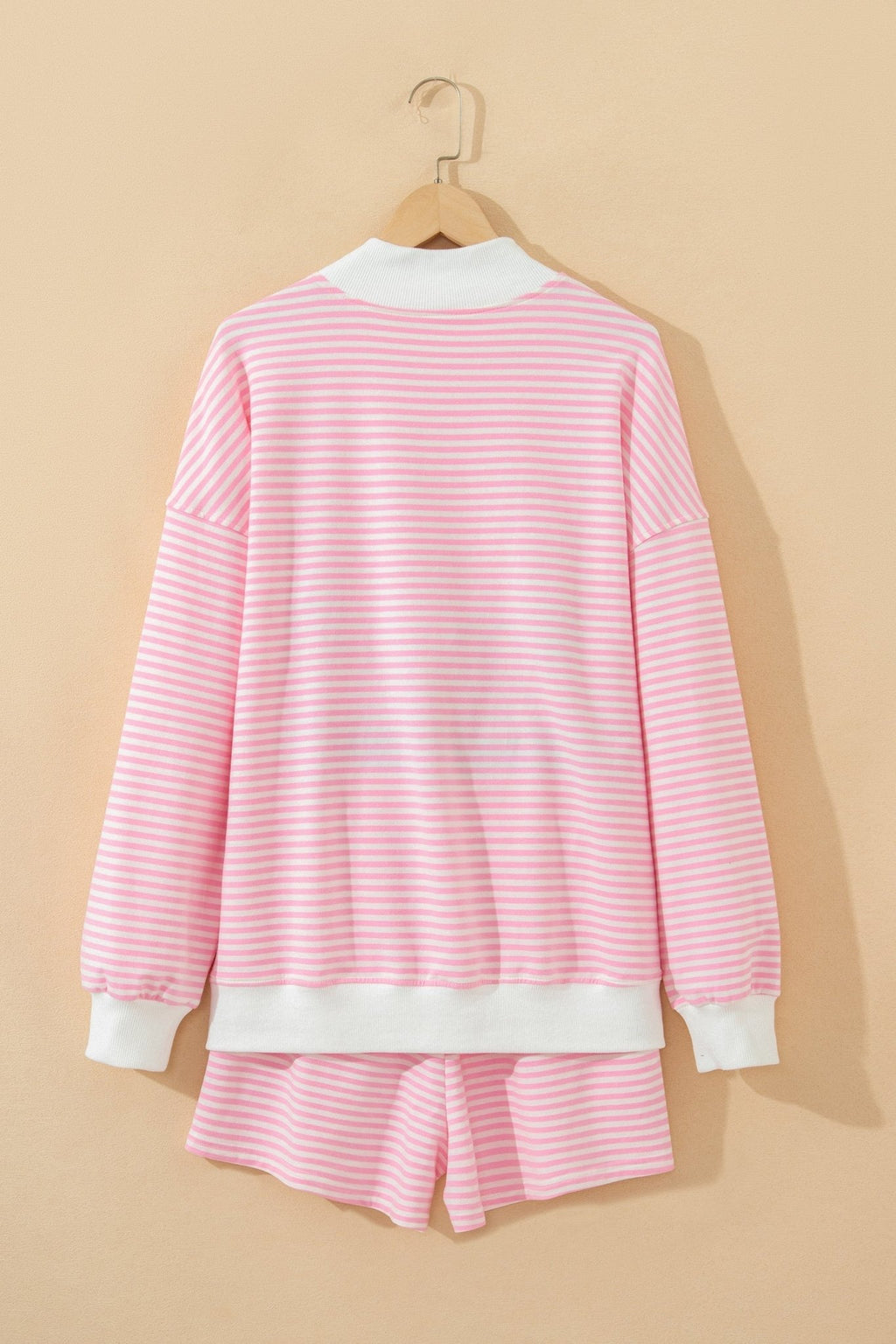 Stripe Oversize Mock Neck Sweatshirt & Shorts Set - Rooted & Reckless Co.