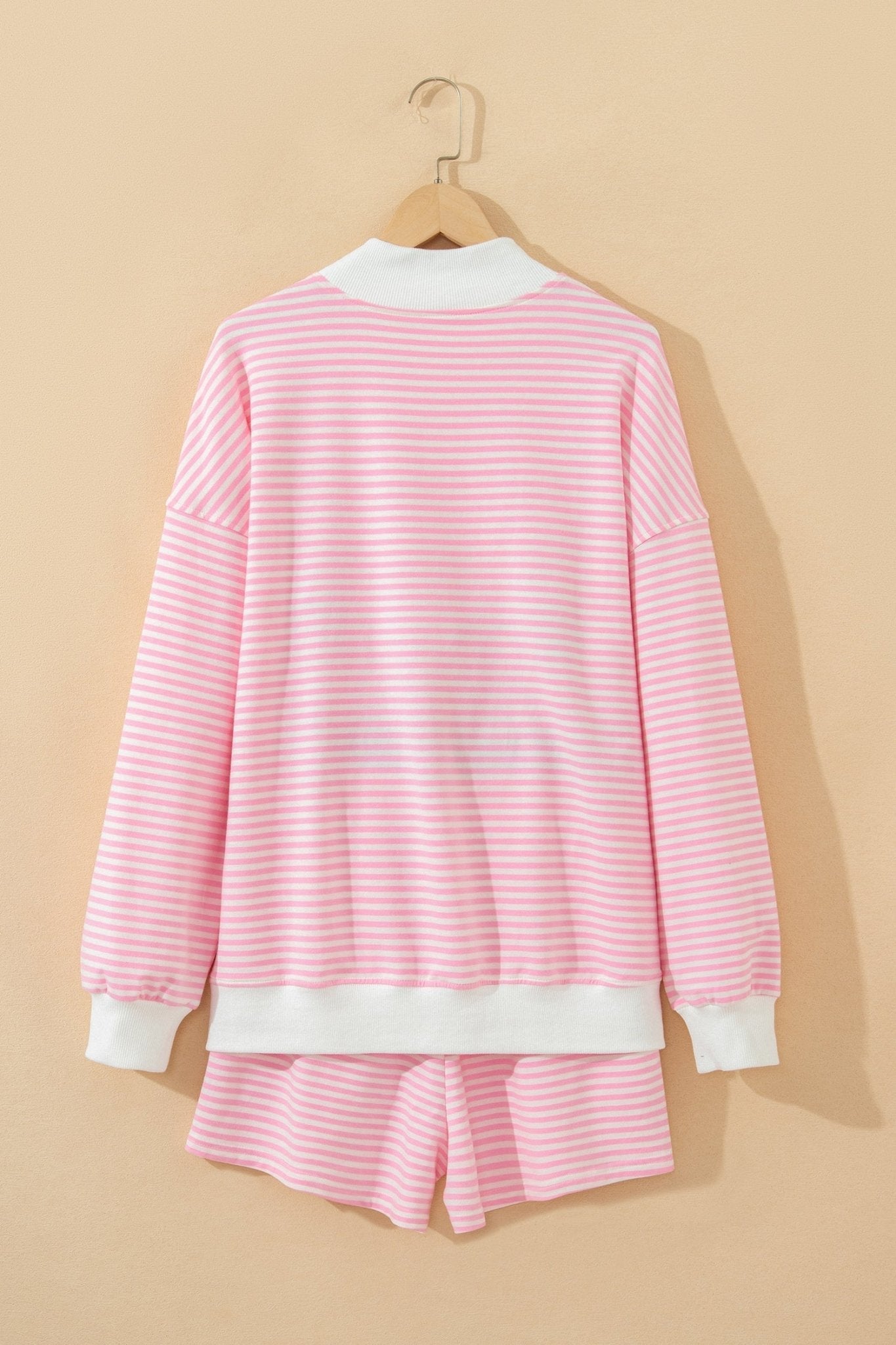 Stripe Oversize Mock Neck Sweatshirt & Shorts Set - Rooted & Reckless Co.