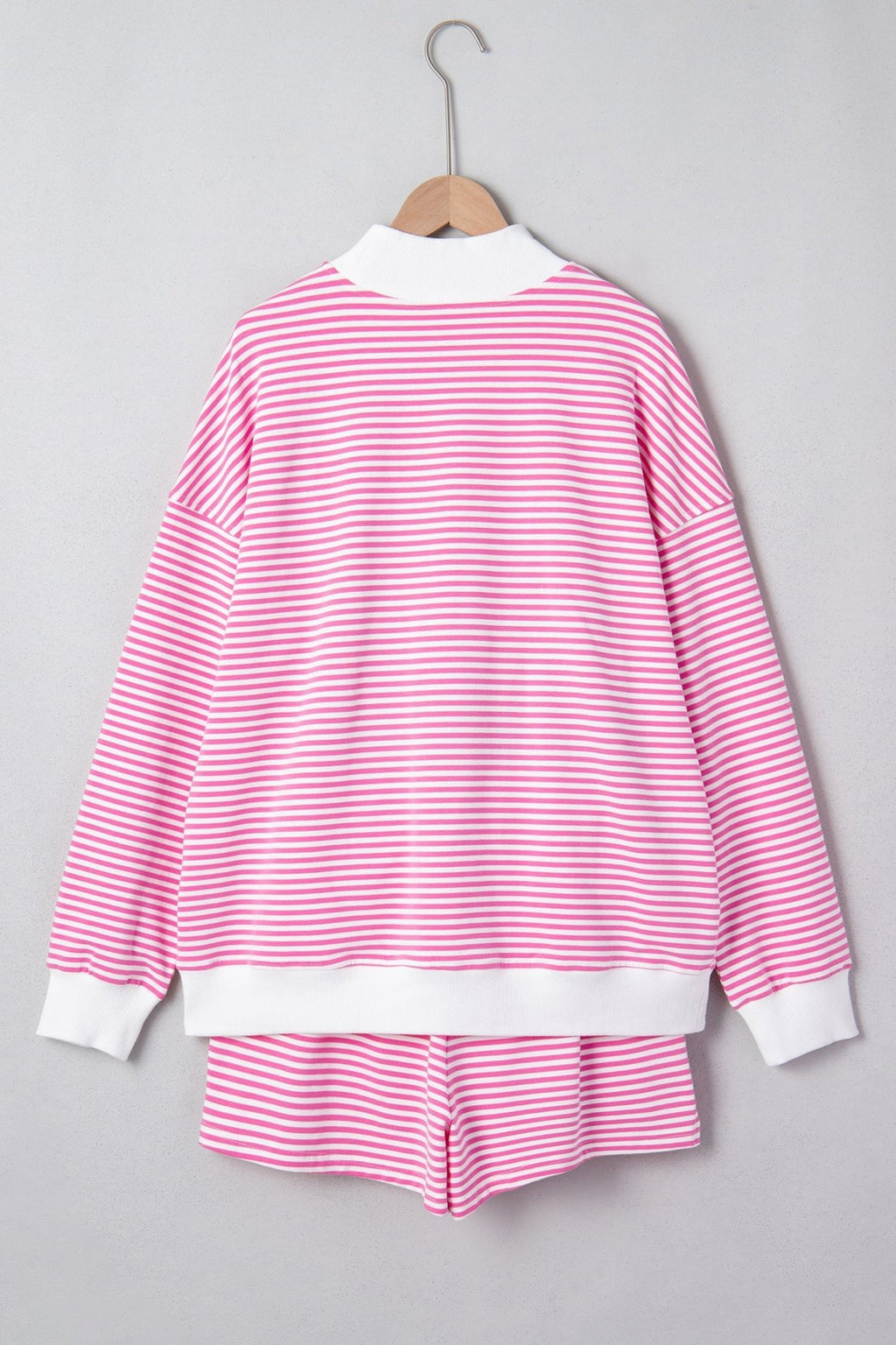 Stripe Oversize Mock Neck Sweatshirt & Shorts Set - Rooted & Reckless Co.