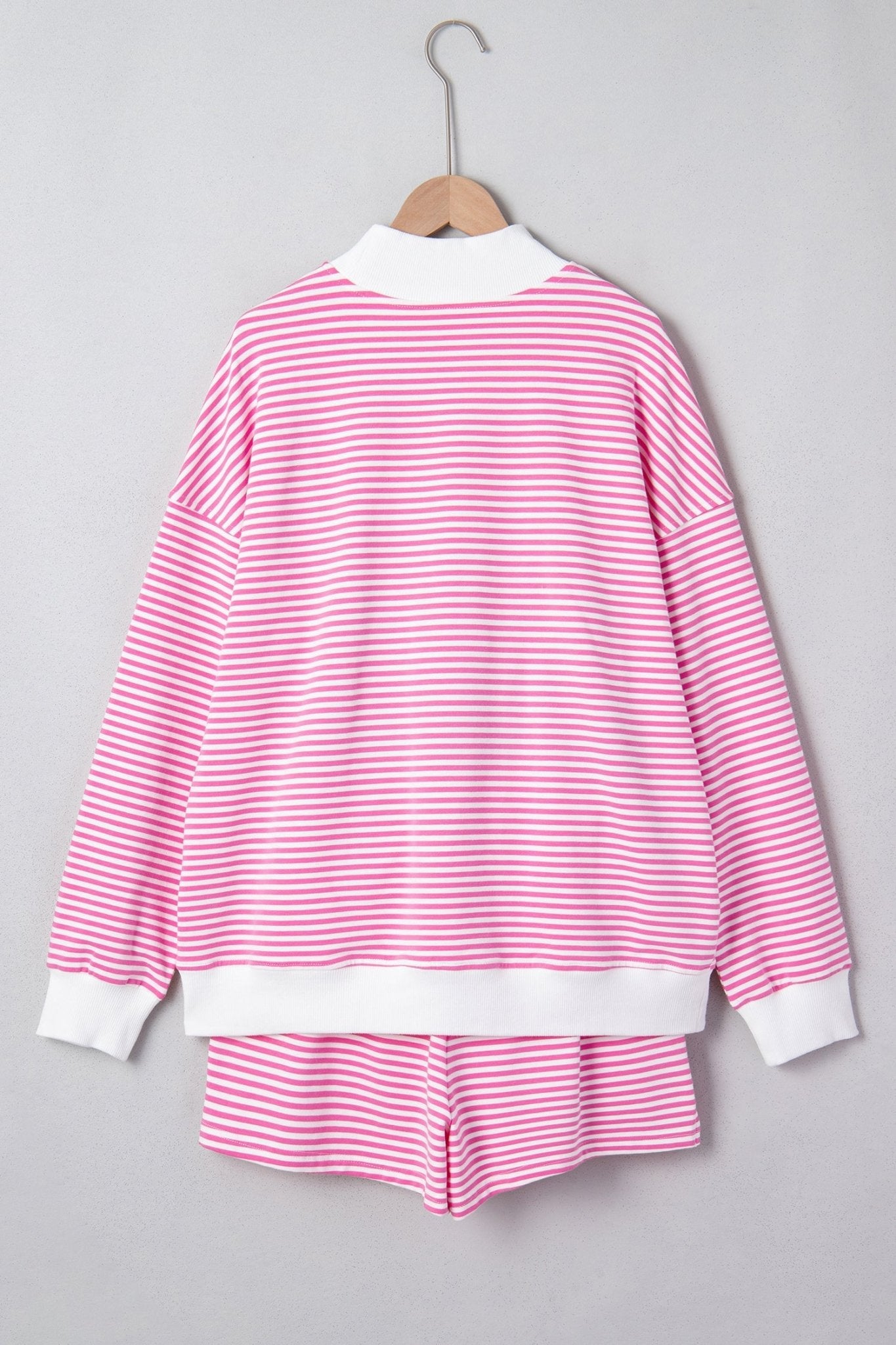 Stripe Oversize Mock Neck Sweatshirt & Shorts Set - Rooted & Reckless Co.