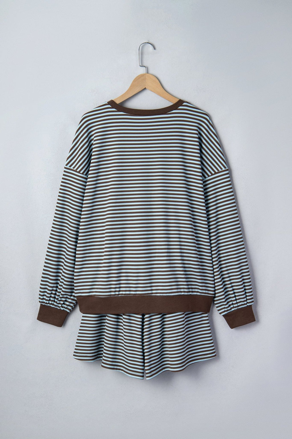 Stripe Oversized Long Sleeve Top & Drawstring Shorts Set - Rooted & Reckless Co.