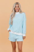 Stripe Oversized Mock Neck Sweatshirt & Shorts Set - Rooted & Reckless Co.