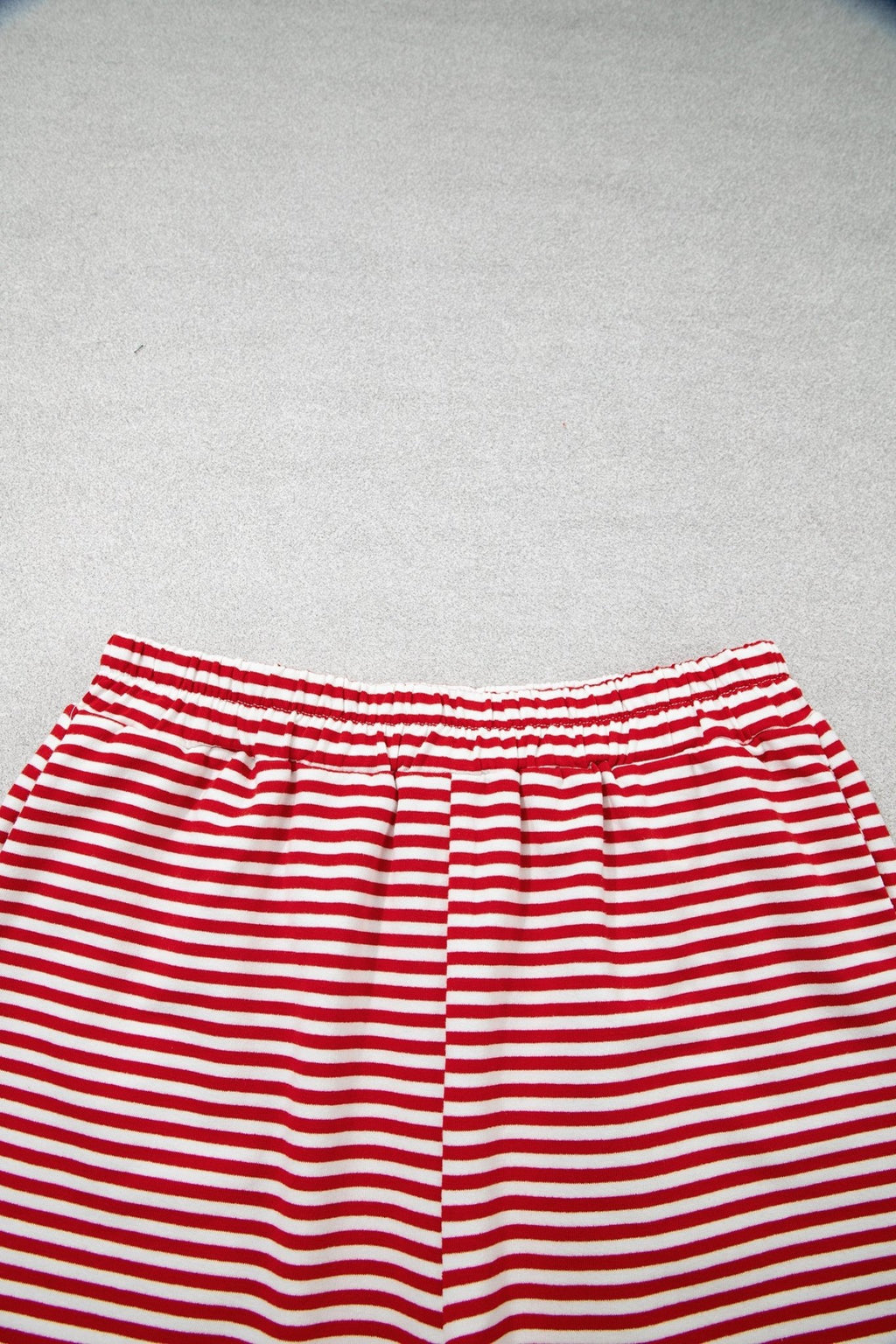 Stripe Oversized Mock Neck Sweatshirt & Shorts Set - Rooted & Reckless Co.