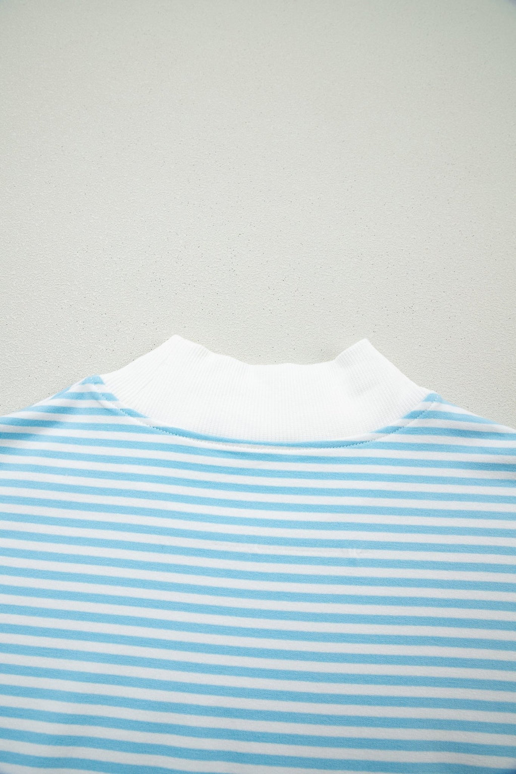 Stripe Oversized Mock Neck Sweatshirt & Shorts Set - Rooted & Reckless Co.