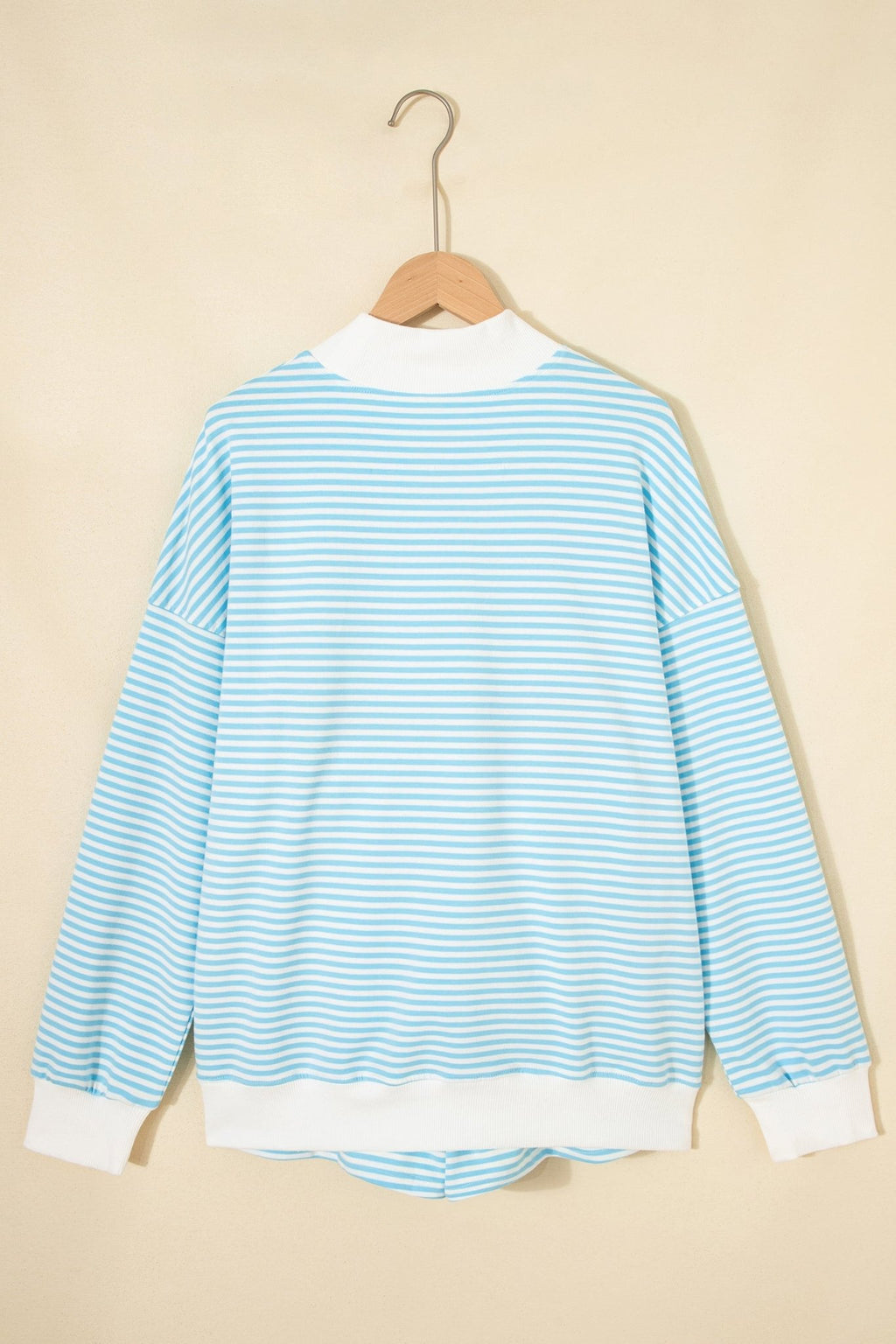 Stripe Oversized Mock Neck Sweatshirt & Shorts Set - Rooted & Reckless Co.