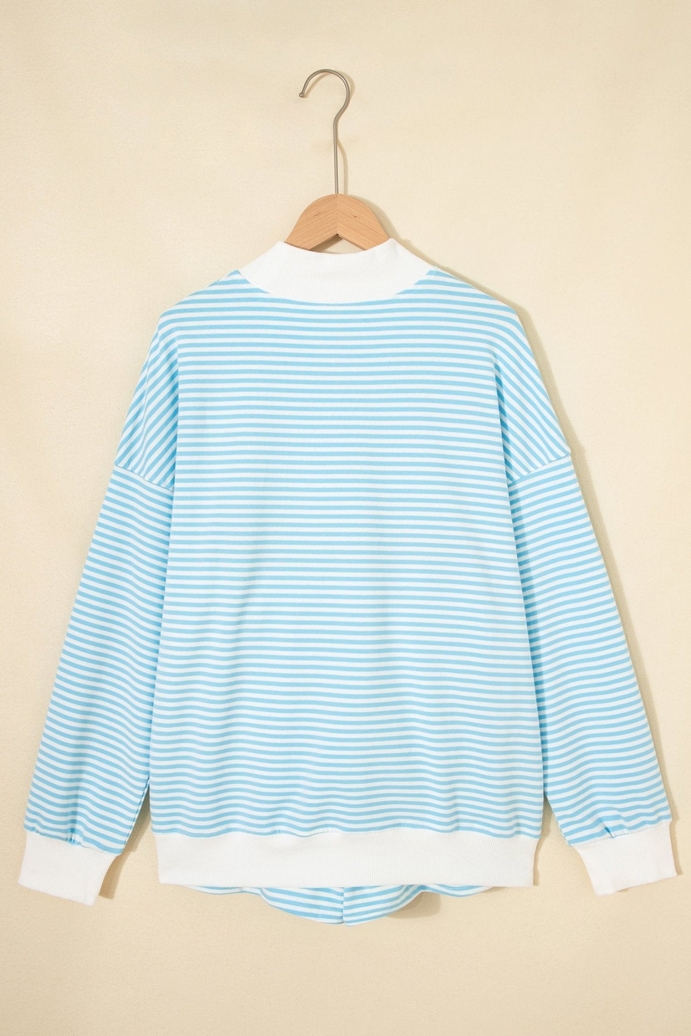 Stripe Oversized Mock Neck Sweatshirt & Shorts Set - Rooted & Reckless Co.