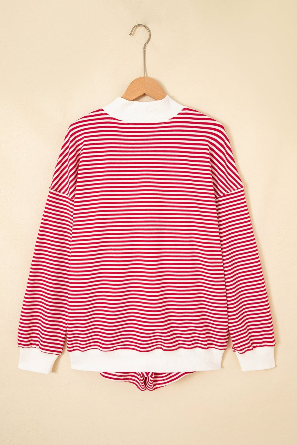 Stripe Oversized Mock Neck Sweatshirt & Shorts Set - Rooted & Reckless Co.