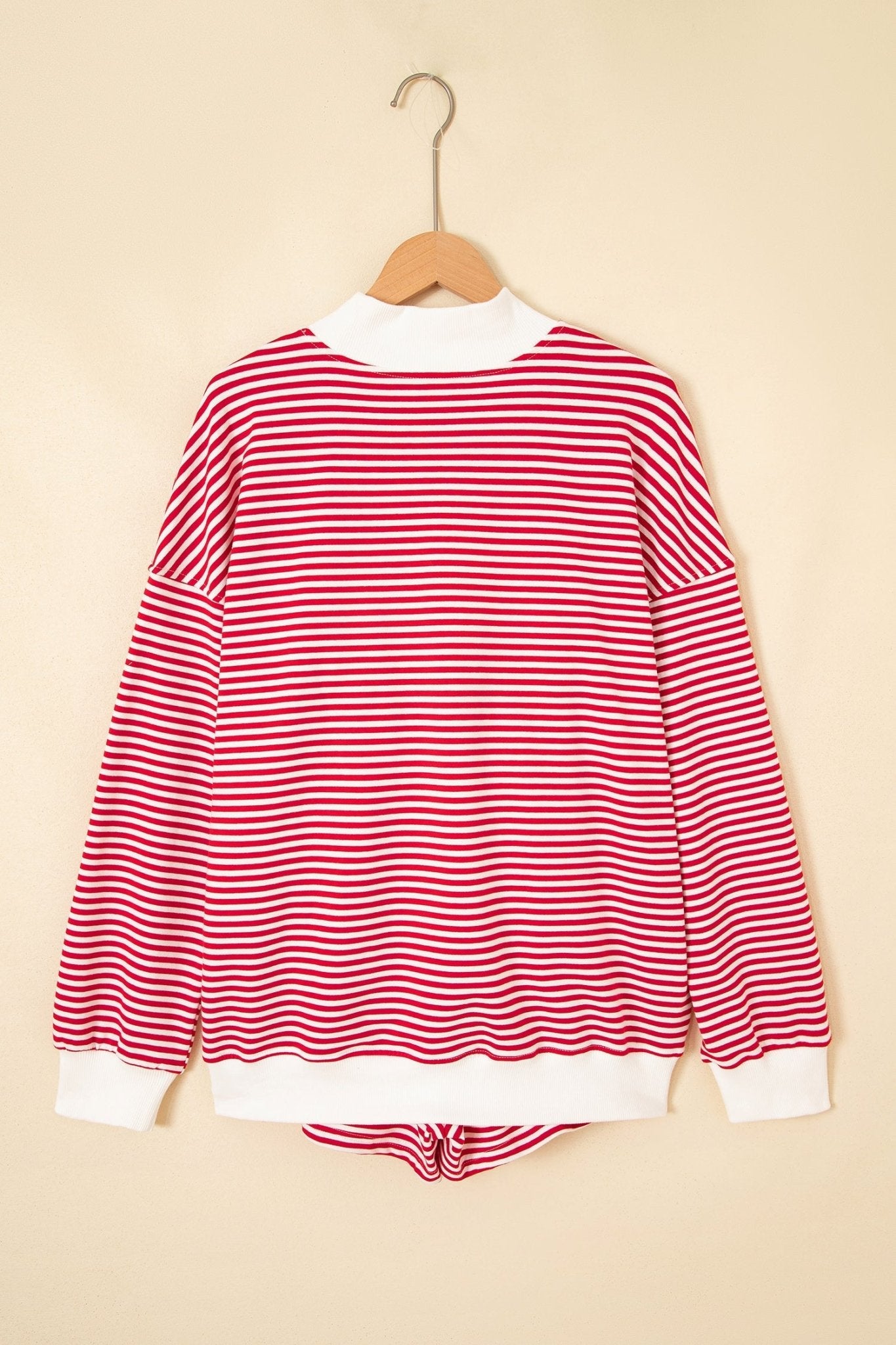 Stripe Oversized Mock Neck Sweatshirt & Shorts Set - Rooted & Reckless Co.