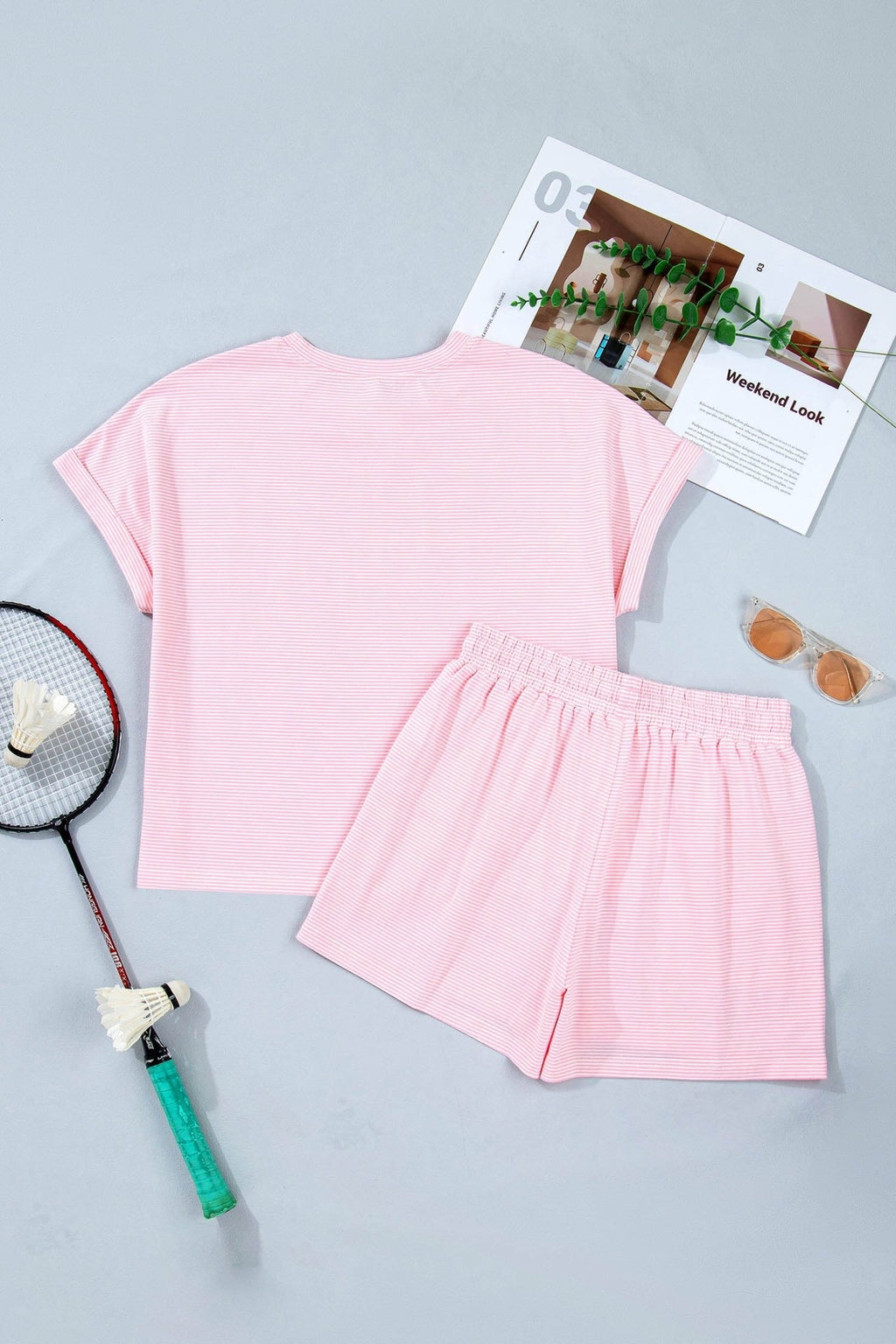 Stripe Oversized Tee & Drawstring Shorts Set - Rooted & Reckless Co.