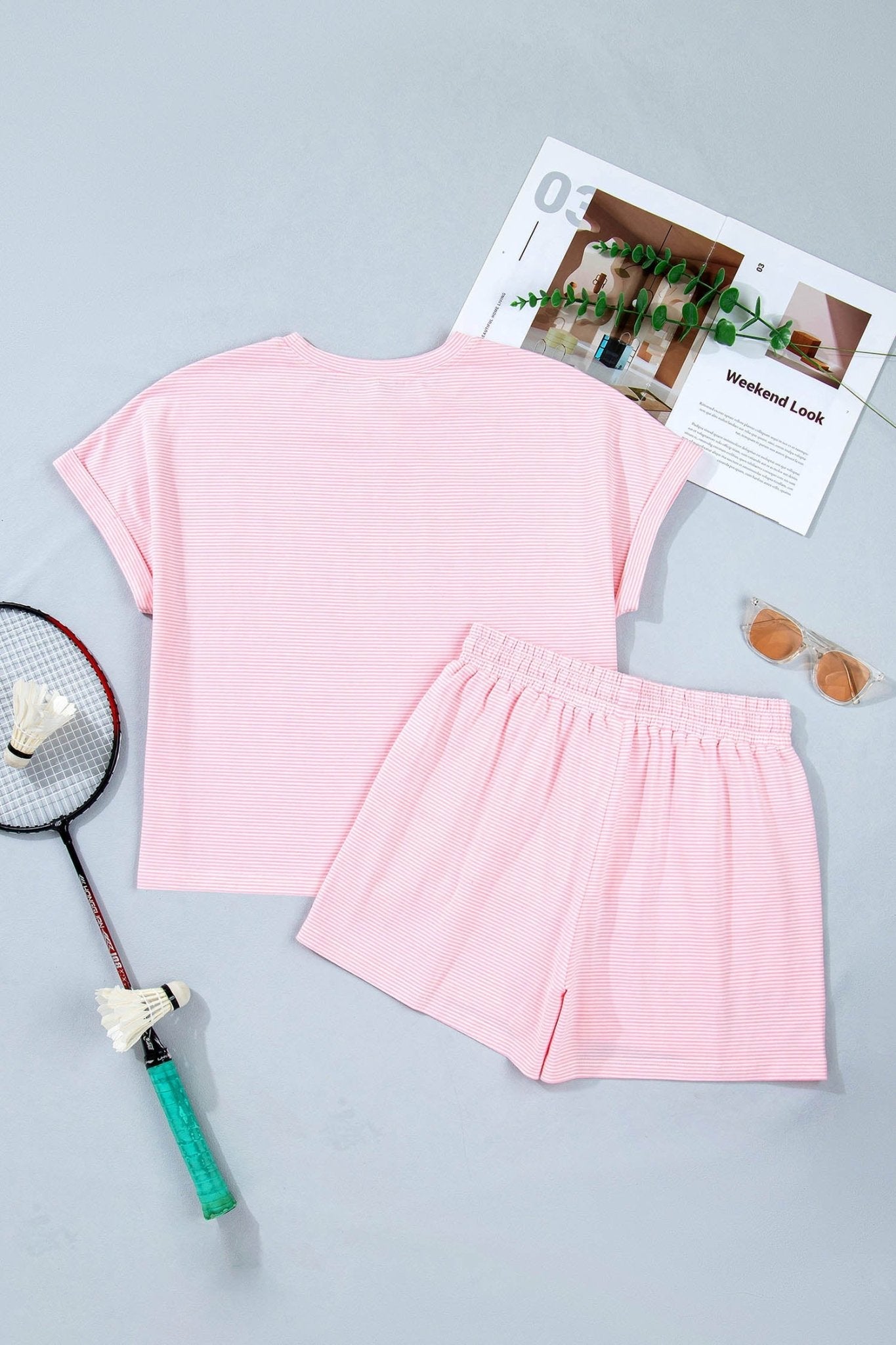 Stripe Oversized Tee & Drawstring Shorts Set - Rooted & Reckless Co.