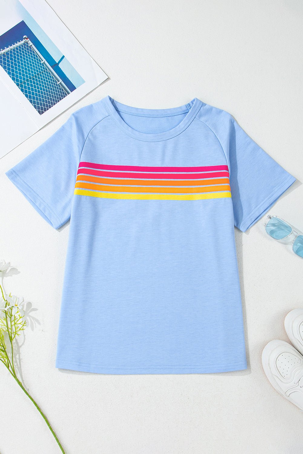 Stripe Patch Front Short Sleeve Tee - Rooted & Reckless Co.
