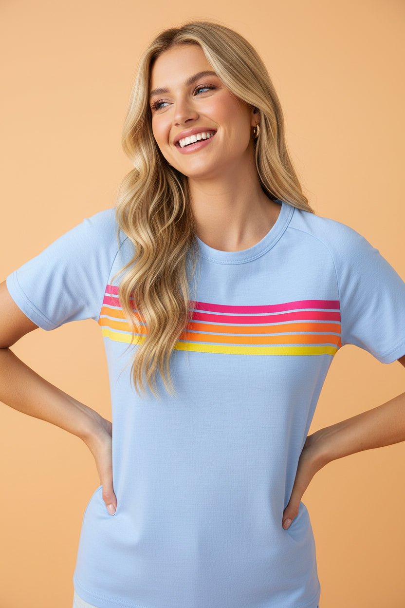 Stripe Patch Front Short Sleeve Tee - Rooted & Reckless Co.
