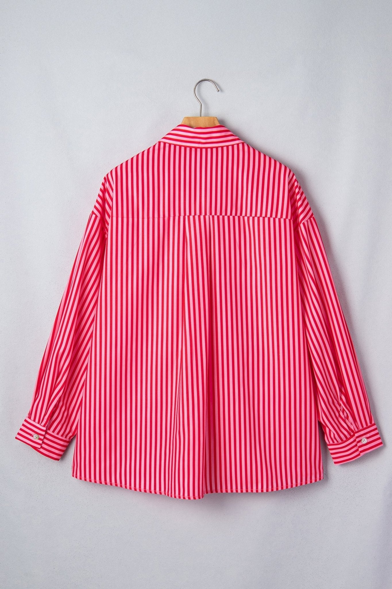 Stripe Patch Pocket Button-Up Long Sleeve Blouse - Rooted & Reckless Co.