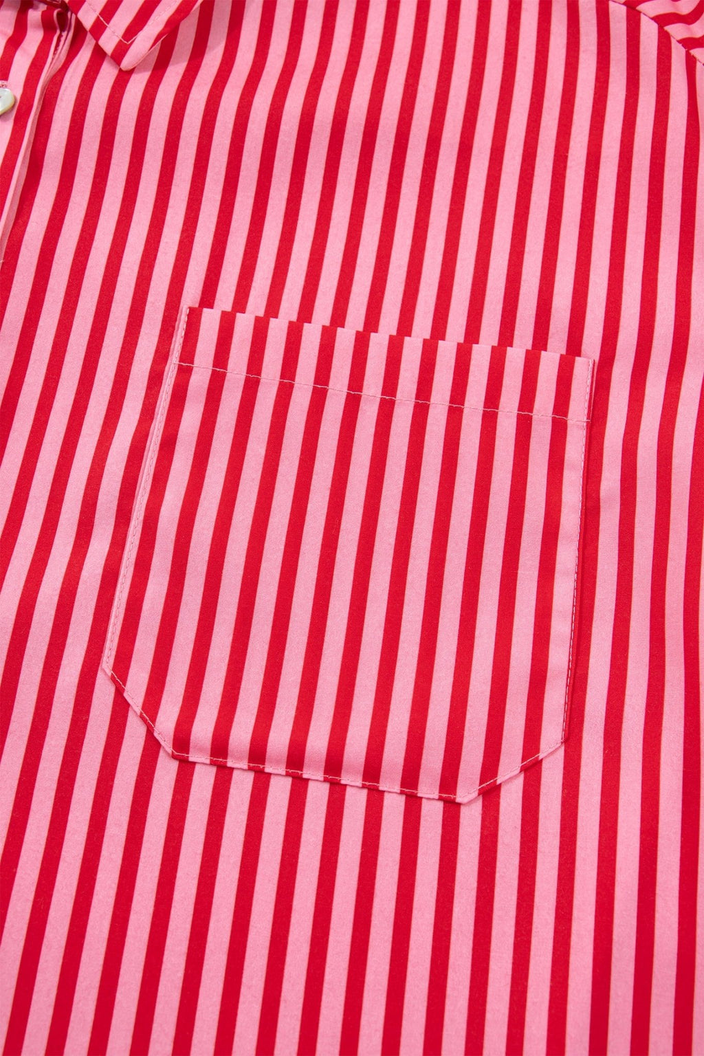 Stripe Patch Pocket Button-Up Long Sleeve Blouse - Rooted & Reckless Co.