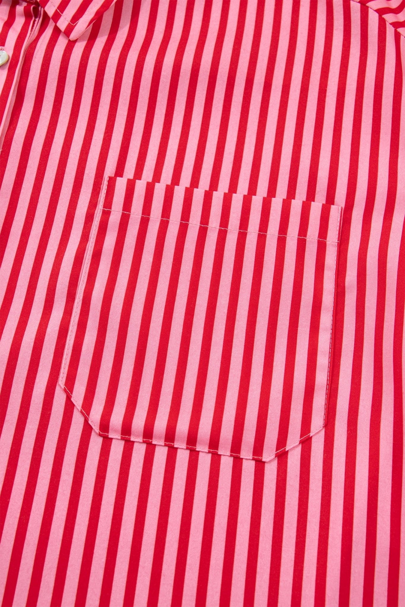 Stripe Patch Pocket Button-Up Long Sleeve Blouse - Rooted & Reckless Co.