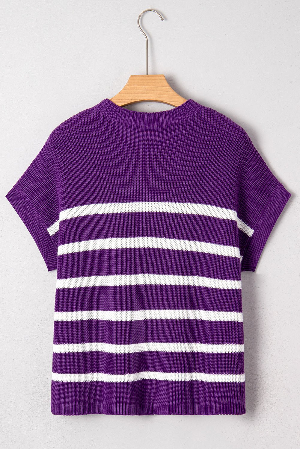 Stripe Patch Pocket Short Sleeve Knit Sweater - Rooted & Reckless Co.