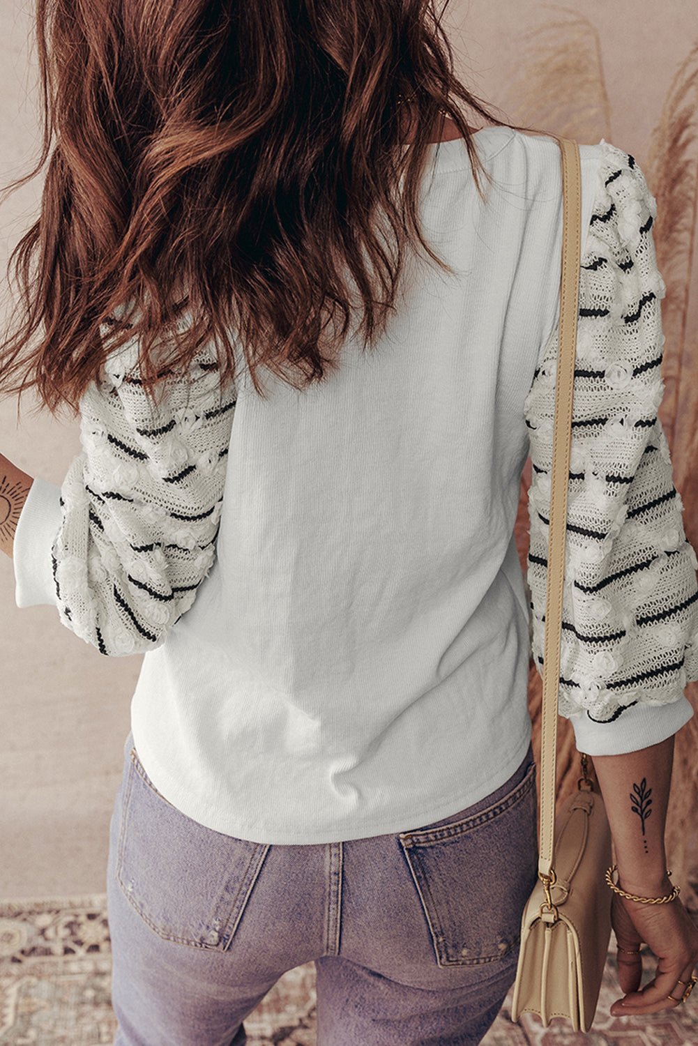 Stripe Patchwork Buttoned V-Neck Ribbed Knit Top - Rooted & Reckless Co.