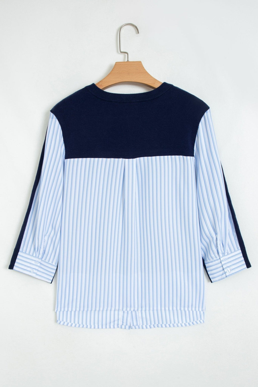 Stripe Patchwork Drop Shoulder 3/4 Sleeve Sweater - Rooted & Reckless Co.