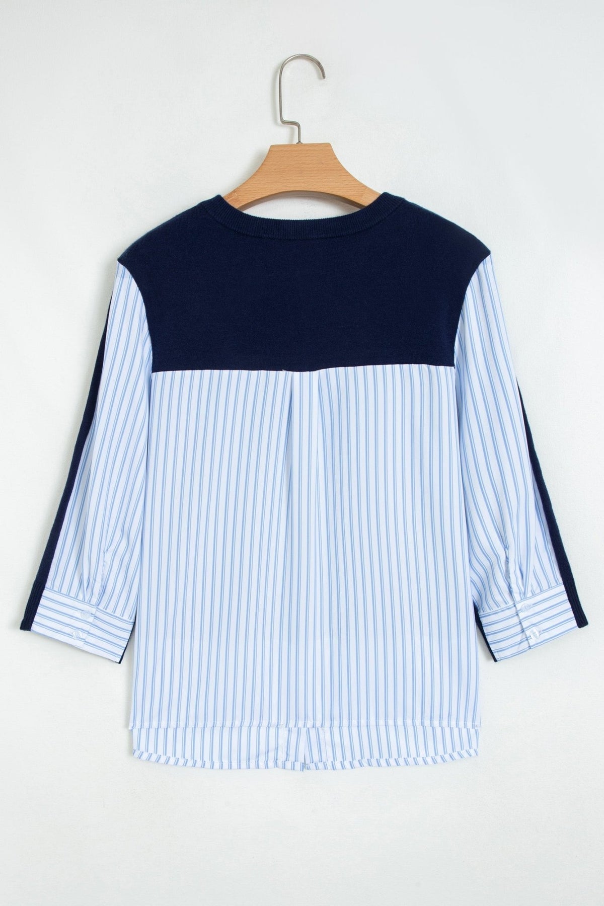 Stripe Patchwork Drop Shoulder 3/4 Sleeve Sweater - Rooted & Reckless Co.