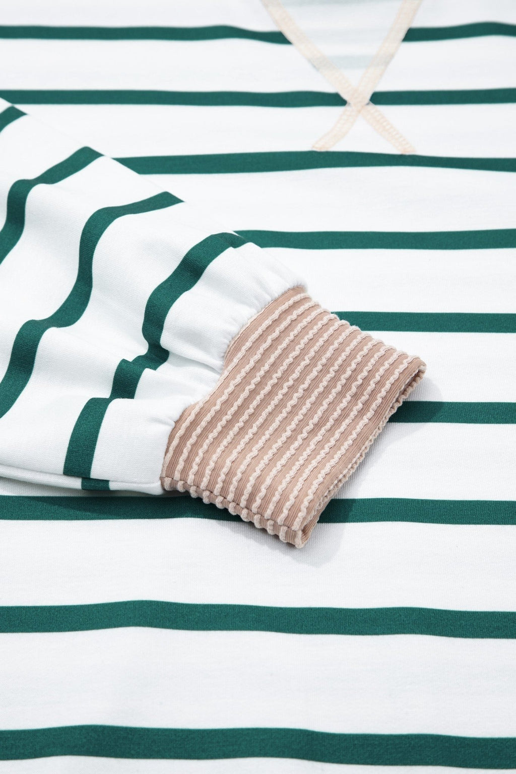 Stripe Patchwork Drop Shoulder Round Neck Sweatshirt - Rooted & Reckless Co.