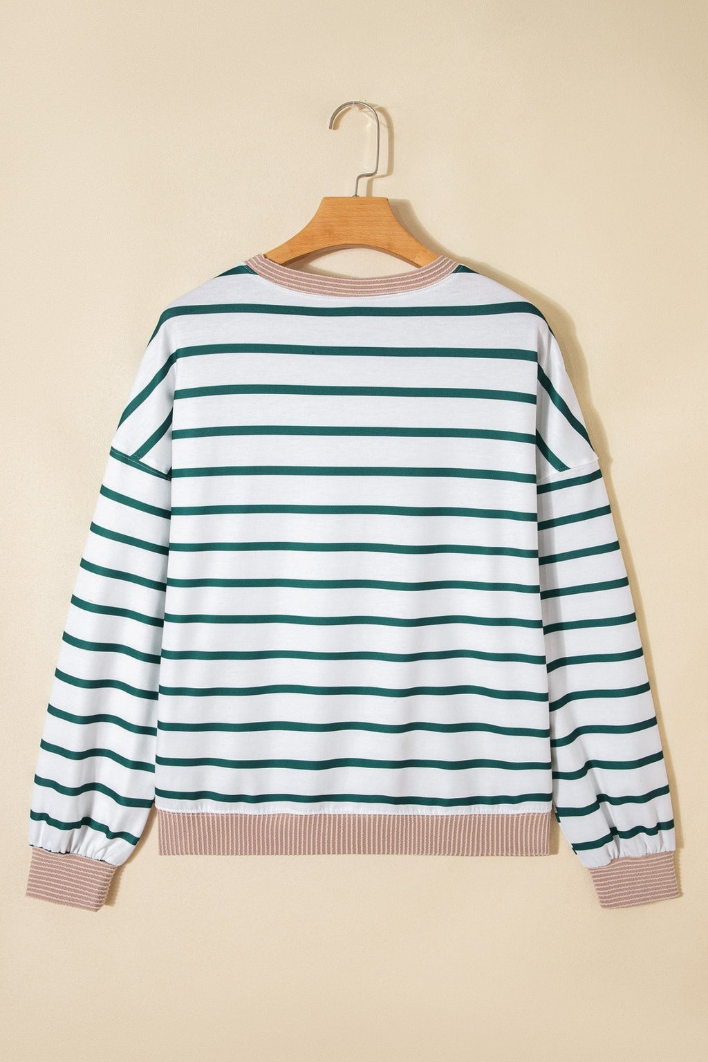 Stripe Patchwork Drop Shoulder Round Neck Sweatshirt - Rooted & Reckless Co.